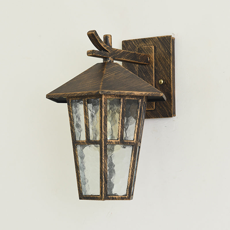 Retro Style Glass Wall Light Geometric Single Light Wall Sconce for Outdoors