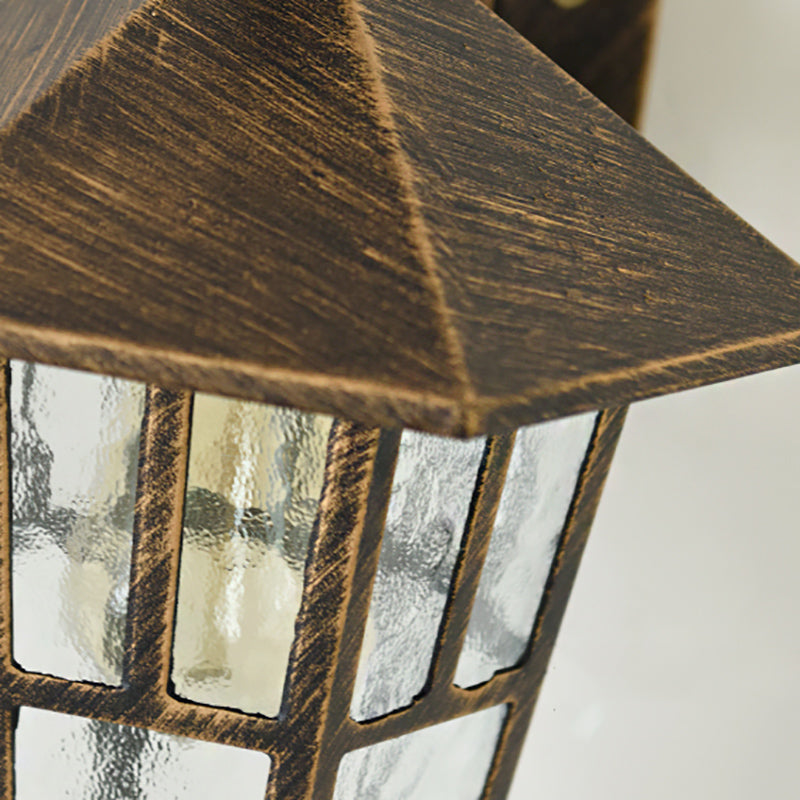 Retro Style Glass Wall Light Geometric Single Light Wall Sconce for Outdoors