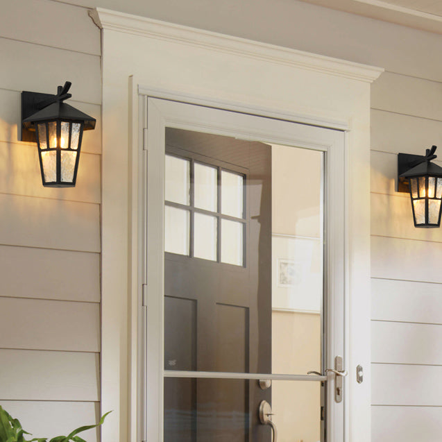 Retro Style Glass Wall Light Geometric Single Light Wall Sconce for Outdoors