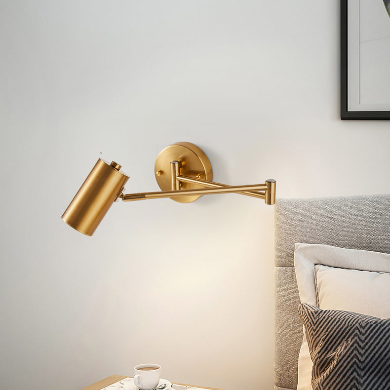 Nordic Style Metal Wall Light Adjustable Swing Arm Wall Sconce for Bedroom