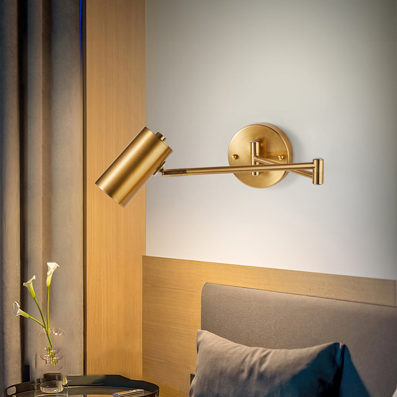 Nordic Style Metal Wall Light Adjustable Swing Arm Wall Sconce for Bedroom