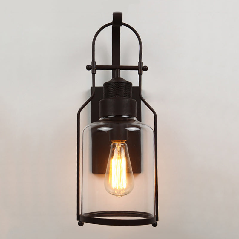 Industrial Style Wall Light Glass Shade Light Sconce Light Fixture for Sitting Room