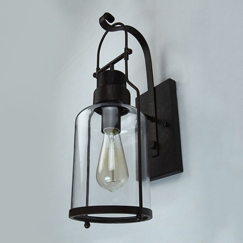 Industrial Style Wall Light Glass Shade Light Sconce Light Fixture for Sitting Room