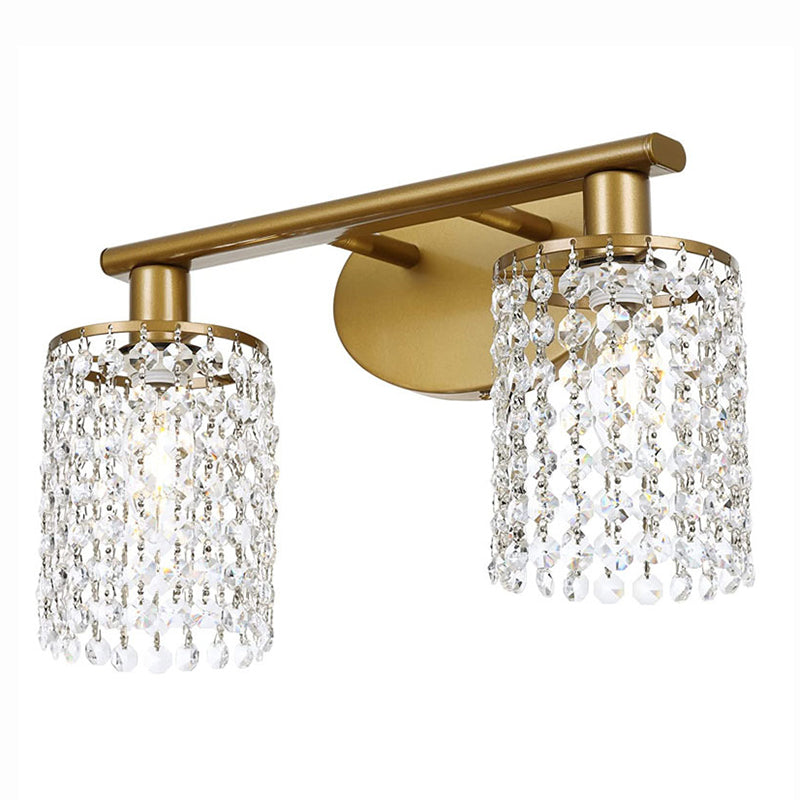 Modern Style Cylinder Vanity Lighting Fixtures Crystal Multi Lights Vanity Wall Sconce