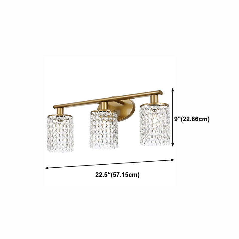 Modern Style Cylinder Vanity Lighting Fixtures Crystal Multi Lights Vanity Wall Sconce