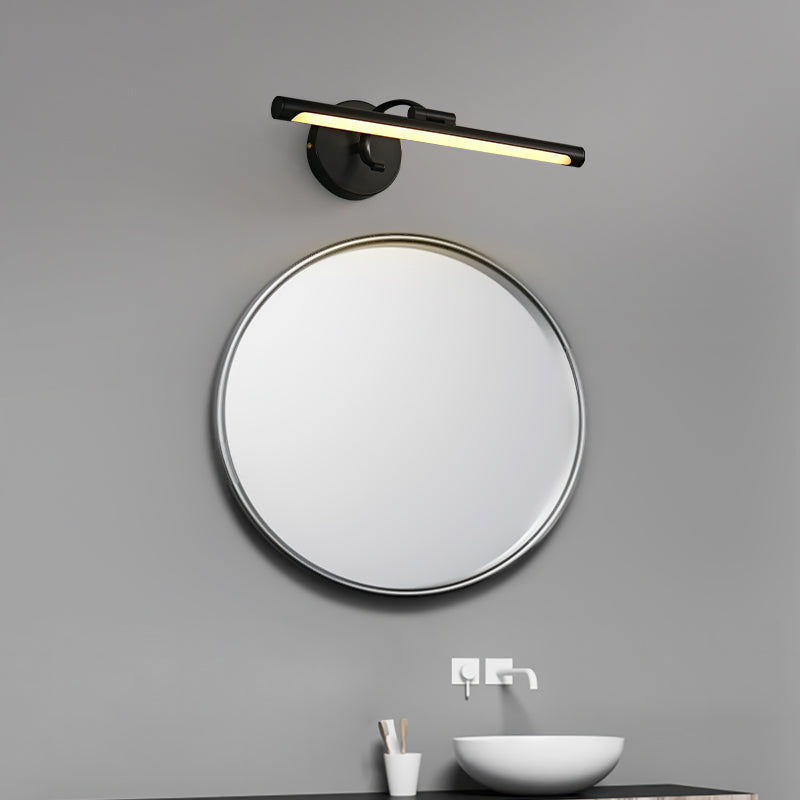 Linear Shade Metal Wall Sconce Modern Style 1-Light Mirror Wall Mount Lighting in Black