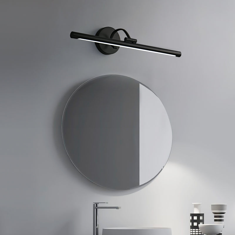 Linear Shade Metal Wall Sconce Modern Style 1-Light Mirror Wall Mount Lighting in Black