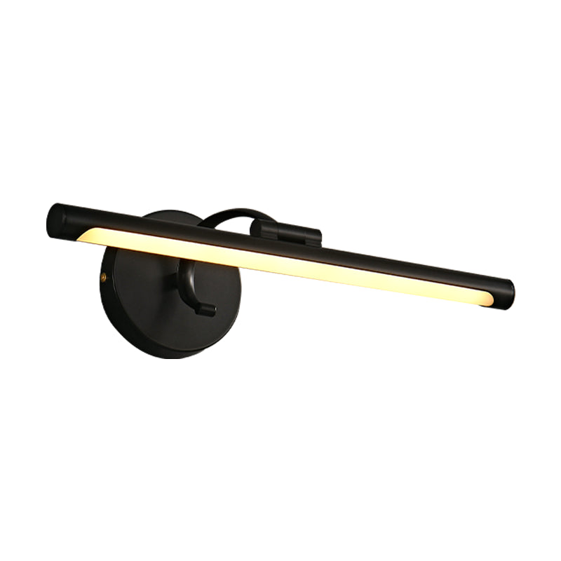 Linear Shade Metal Wall Sconce Modern Style 1-Light Mirror Wall Mount Lighting in Black