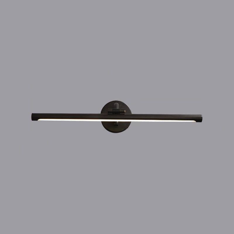 Linear Shade Metal Wall Sconce Modern Style 1-Light Mirror Wall Mount Lighting in Black