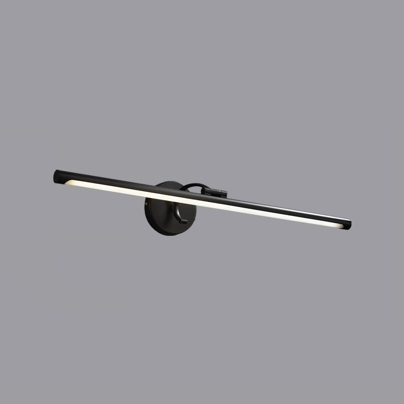 Linear Shade Metal Wall Sconce Modern Style 1-Light Mirror Wall Mount Lighting in Black