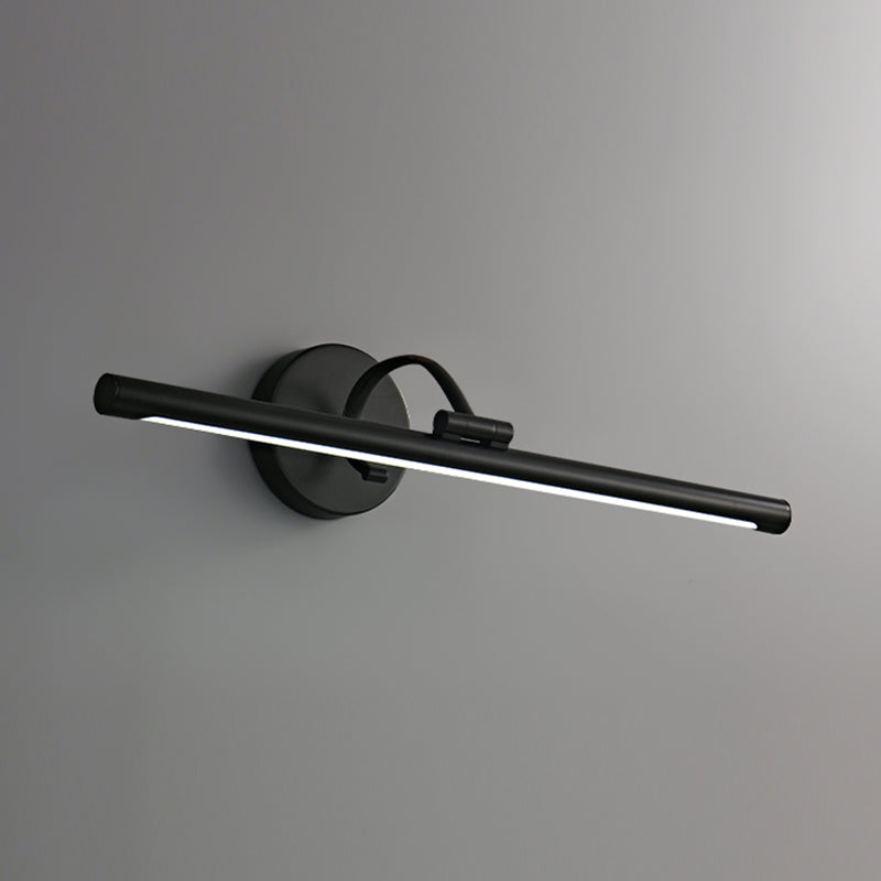 Linear Shade Metal Wall Sconce Modern Style 1-Light Mirror Wall Mount Lighting in Black