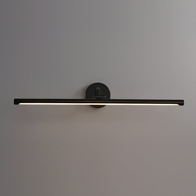 Linear Shade Metal Wall Sconce Modern Style 1-Light Mirror Wall Mount Lighting in Black