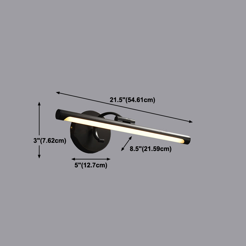 Linear Shade Metal Wall Sconce Modern Style 1-Light Mirror Wall Mount Lighting in Black