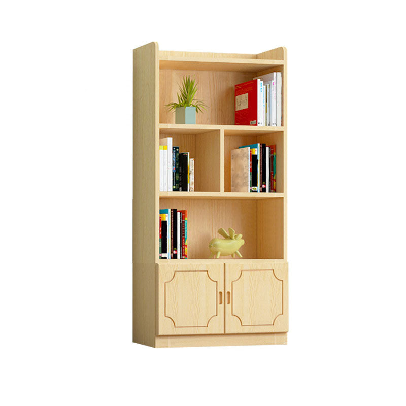 Modern Pine Bookcase 9.5" W Closed Storage Bookshelf with Shelves