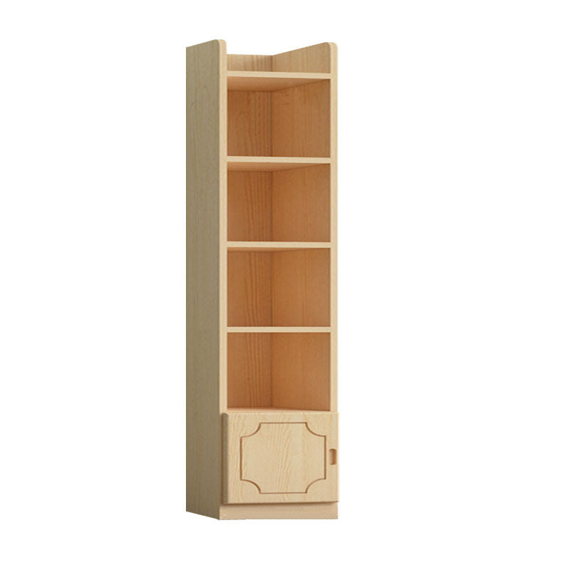 Modern Pine Bookcase 9.5" W Closed Storage Bookshelf with Shelves