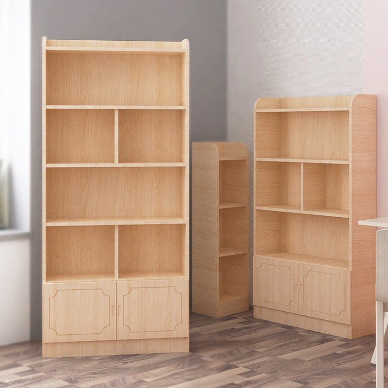 Modern Pine Bookcase 9.5" W Closed Storage Bookshelf with Shelves