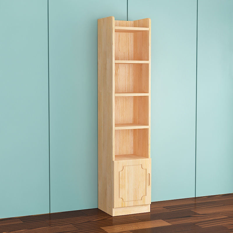 Modern Pine Bookcase 9.5" W Closed Storage Bookshelf with Shelves