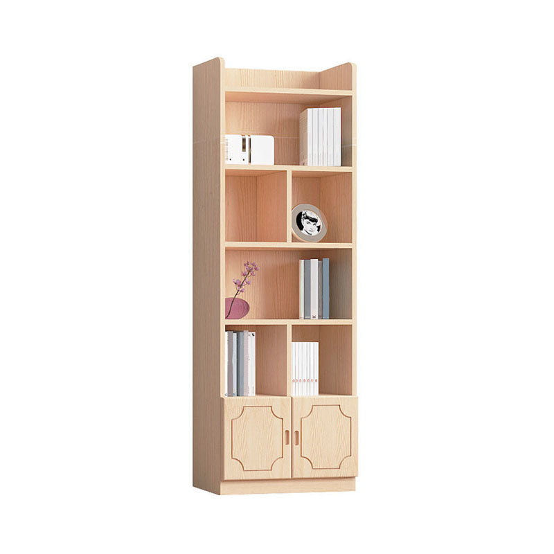 Modern Pine Bookcase 9.5" W Closed Storage Bookshelf with Shelves
