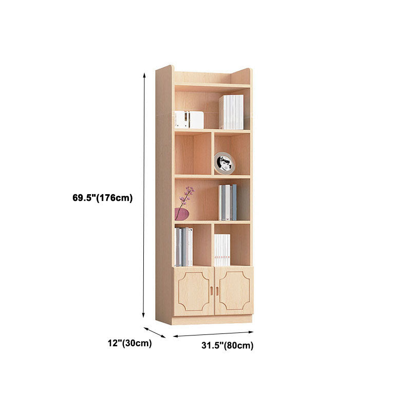 Modern Pine Bookcase 9.5" W Closed Storage Bookshelf with Shelves