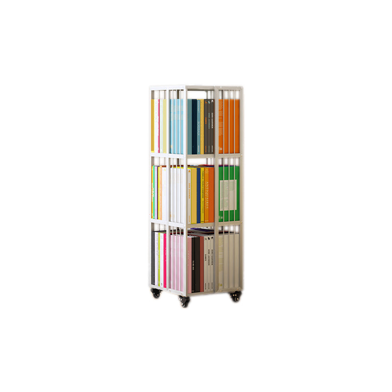 Modern Metal Bookshelf Pure White Standard Vertical Closed Back Bookcase
