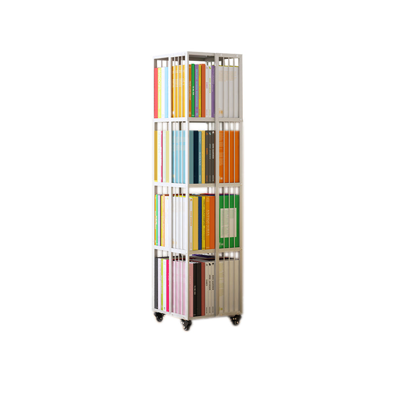 Modern Metal Bookshelf Pure White Standard Vertical Closed Back Bookcase