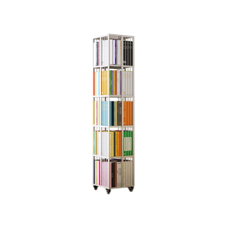 Modern Metal Bookshelf Pure White Standard Vertical Closed Back Bookcase