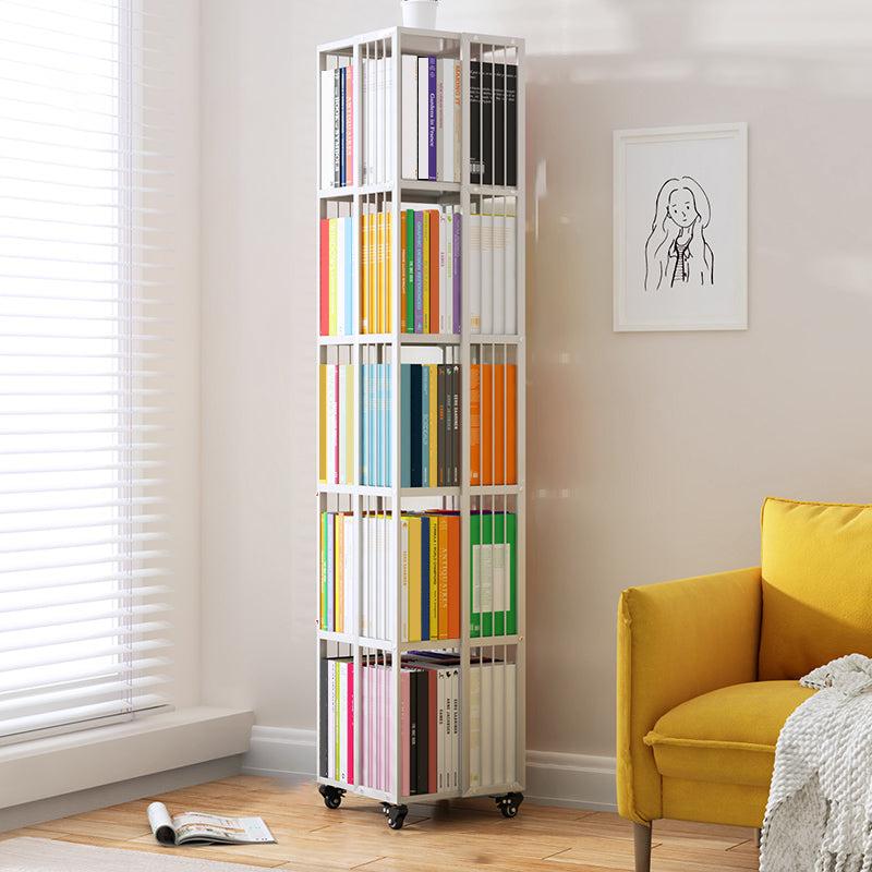 Modern Metal Bookshelf Pure White Standard Vertical Closed Back Bookcase