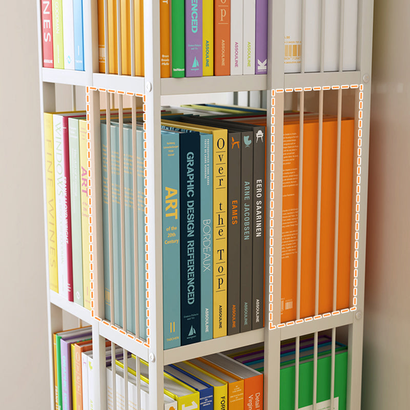 Modern Metal Bookshelf Pure White Standard Vertical Closed Back Bookcase