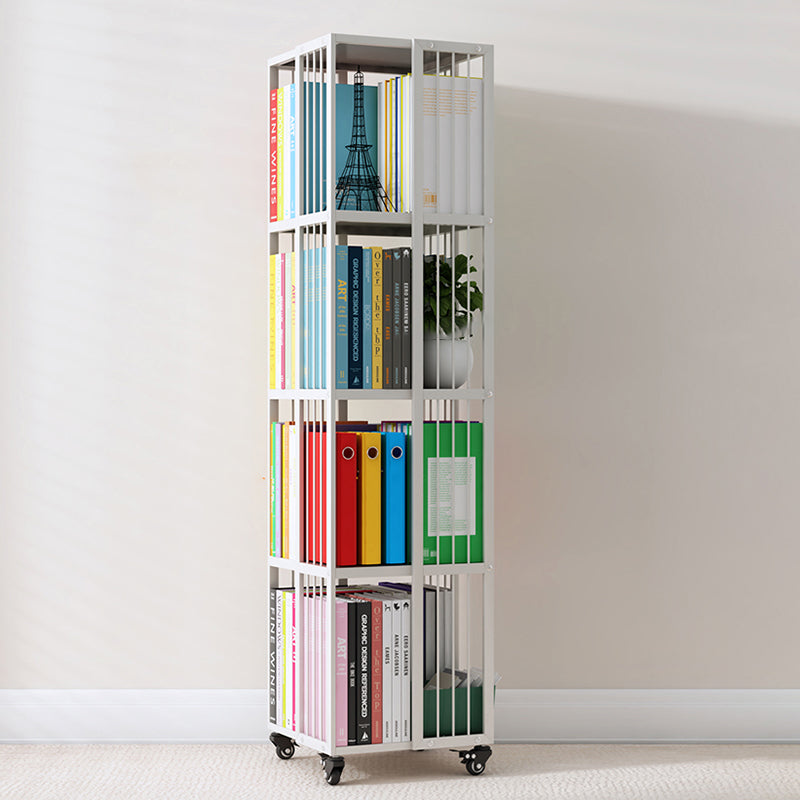 Modern Metal Bookshelf Pure White Standard Vertical Closed Back Bookcase