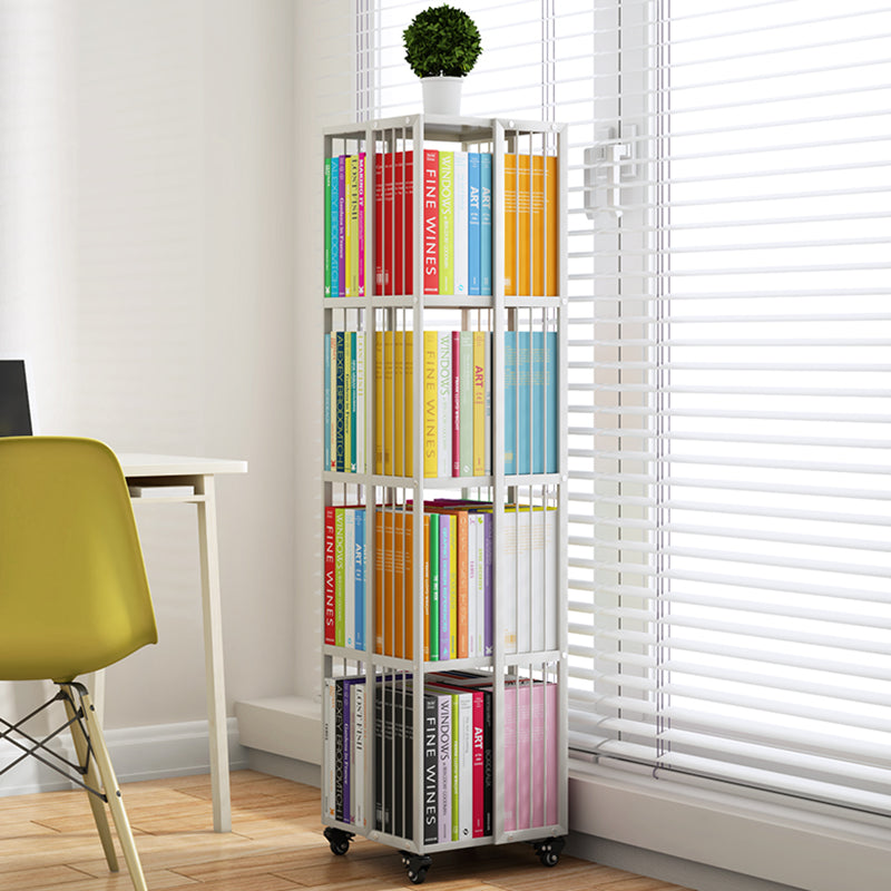 Modern Metal Bookshelf Pure White Standard Vertical Closed Back Bookcase