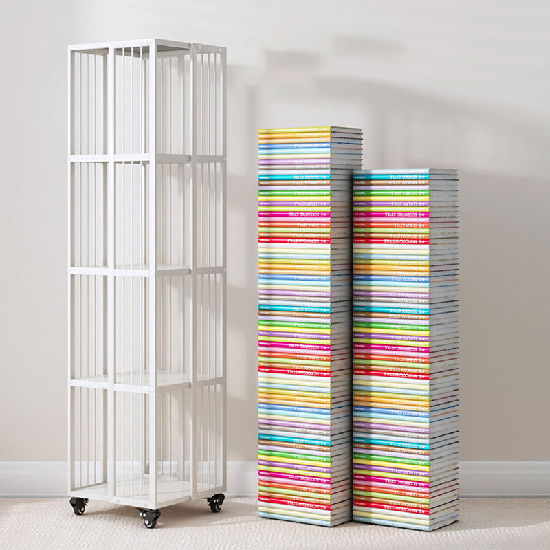 Modern Metal Bookshelf Pure White Standard Vertical Closed Back Bookcase