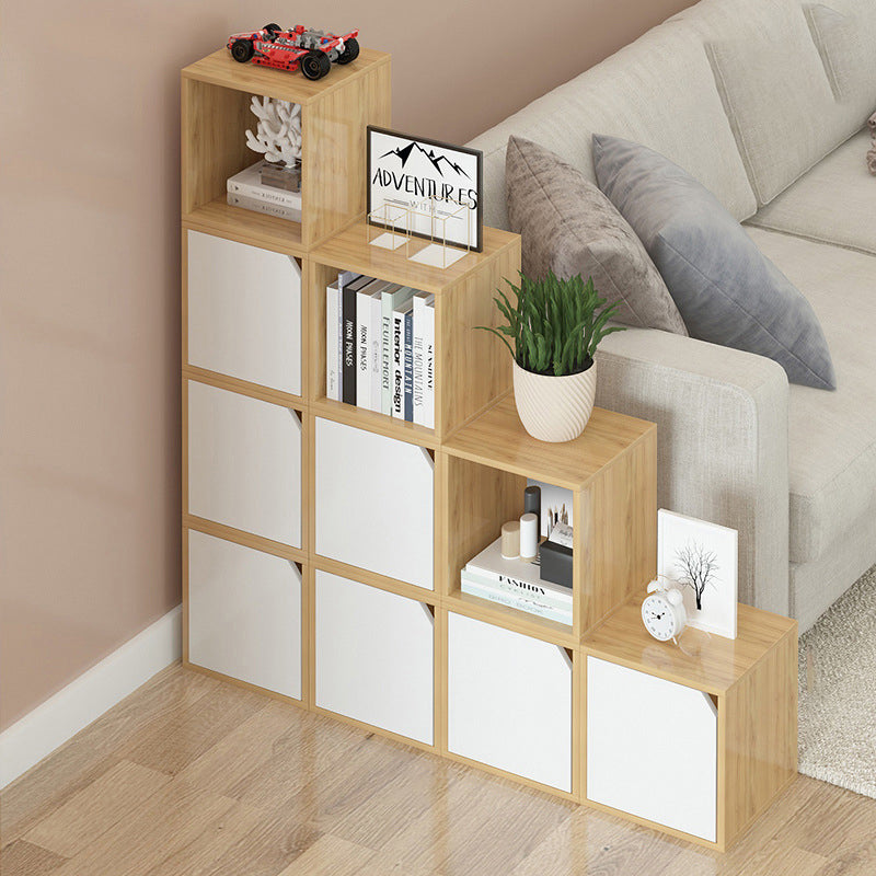 Modern Cube Shelf Bookcase Wood Closed Back Book Shelf for Study Room