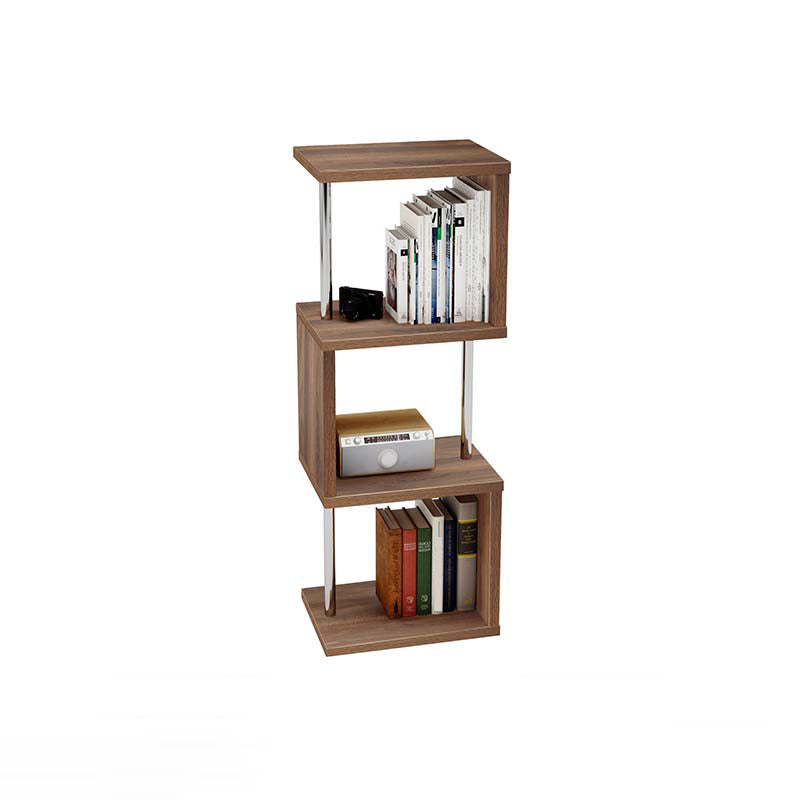11.81" Wide Engineered Wood Geometric Bookcase Contemporary Metal and Wood Bookcase