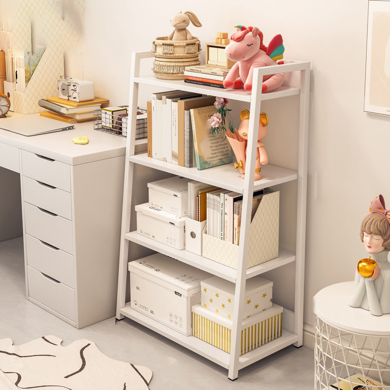 11.81" Wide Ladder Bookshelf Contemporary Metal and Wood Bookcase