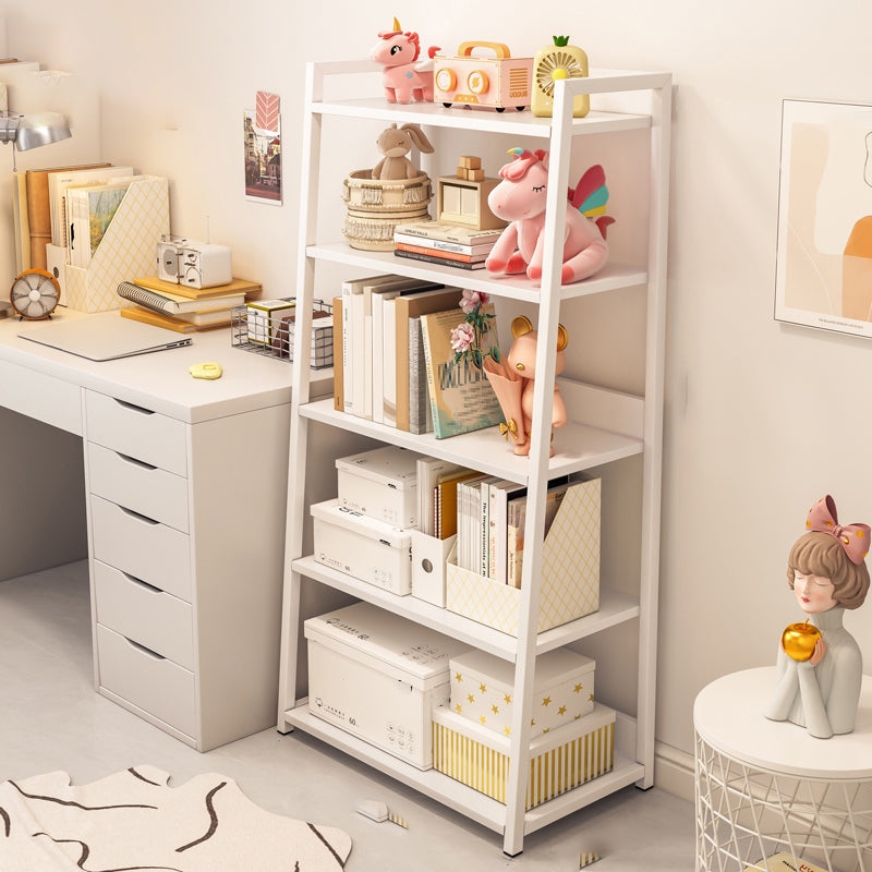 11.81" Wide Ladder Bookshelf Contemporary Metal and Wood Bookcase