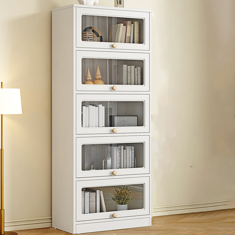 Modern Engineered Wood Bookshelf Standard Closed Back Bookcase with Doors