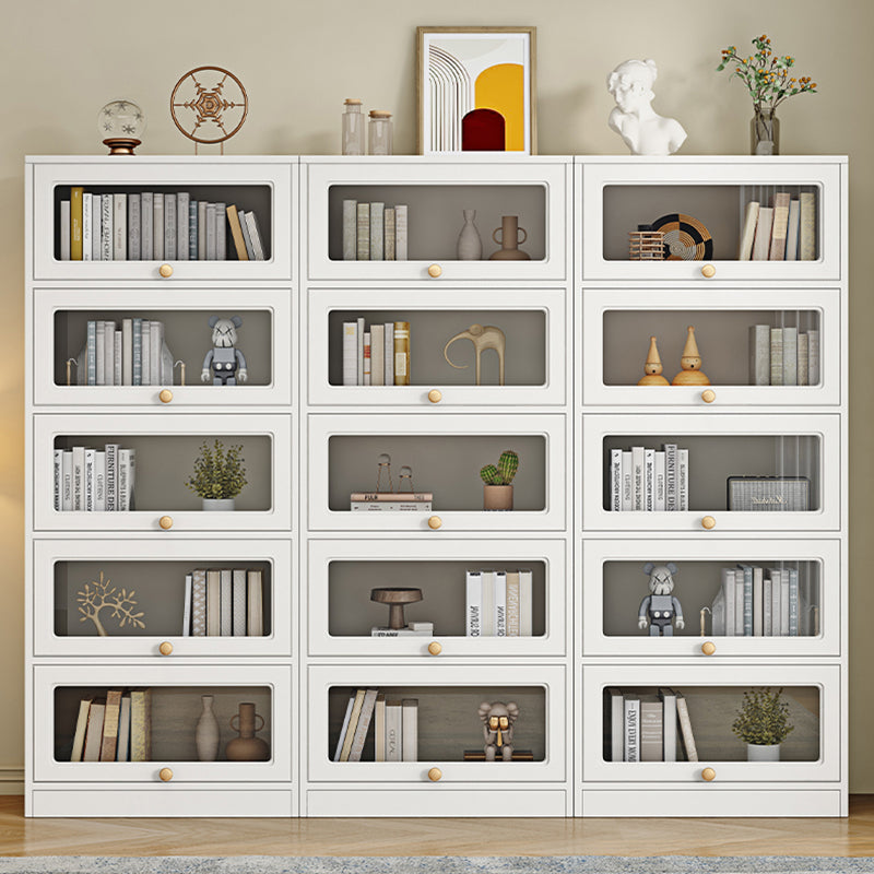 Modern Engineered Wood Bookshelf Standard Closed Back Bookcase with Doors