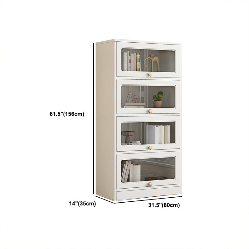 Modern Engineered Wood Bookshelf Standard Closed Back Bookcase with Doors