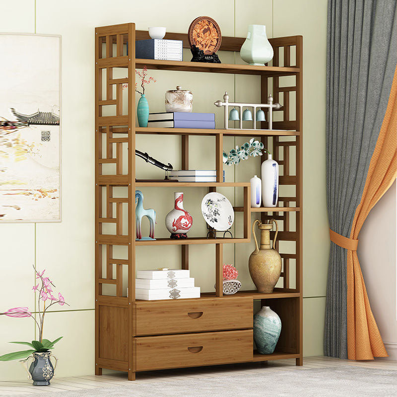 Modern Bamboo Floor Shelf Bookcase Open Book Shelf for Study Room