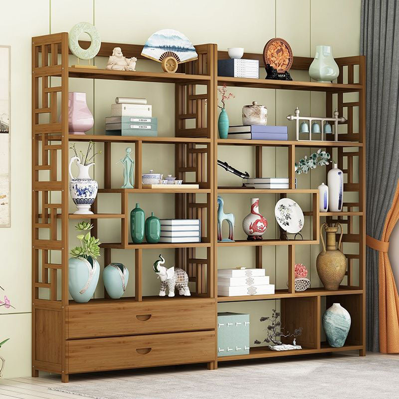 Modern Bamboo Floor Shelf Bookcase Open Book Shelf for Study Room
