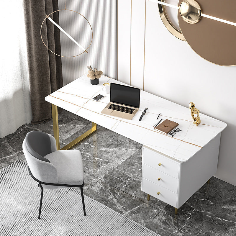 Contemporary Office Desk 23.62" Rectangular Executive Desk with 3-drawer