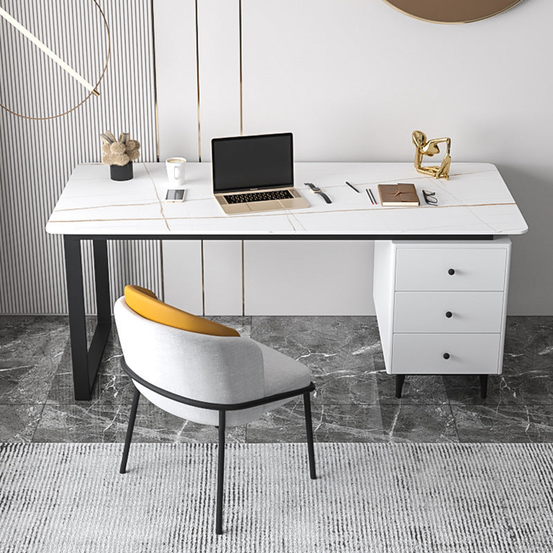 Contemporary Office Desk 23.62" Rectangular Executive Desk with 3-drawer