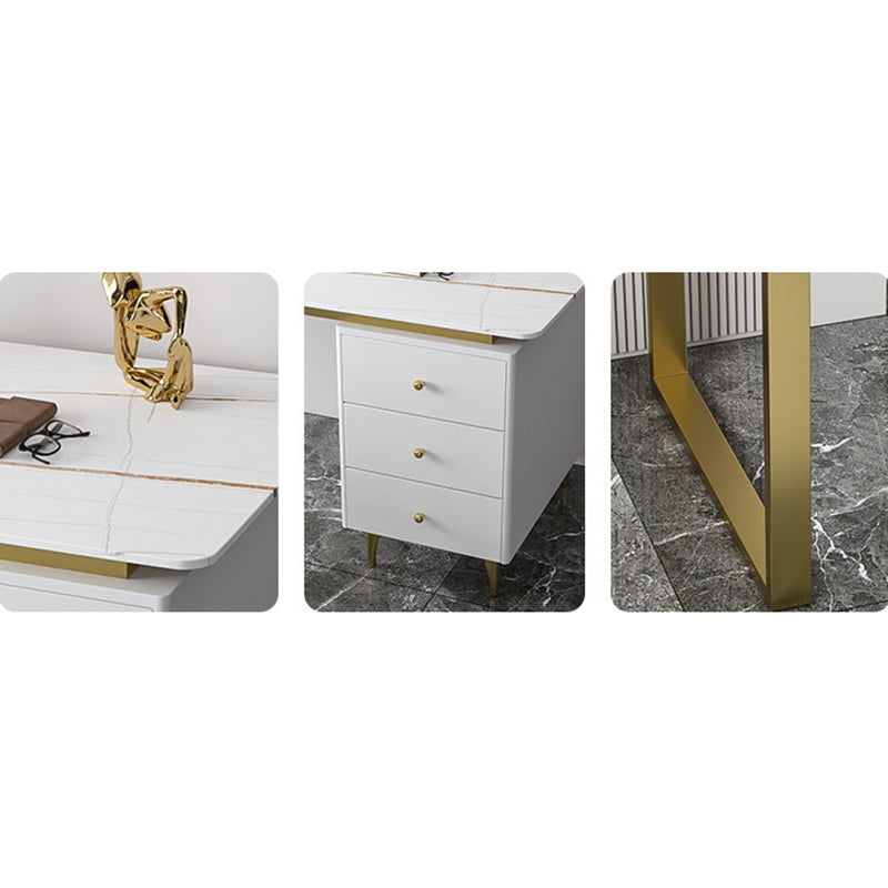 Contemporary Office Desk 23.62" Rectangular Executive Desk with 3-drawer