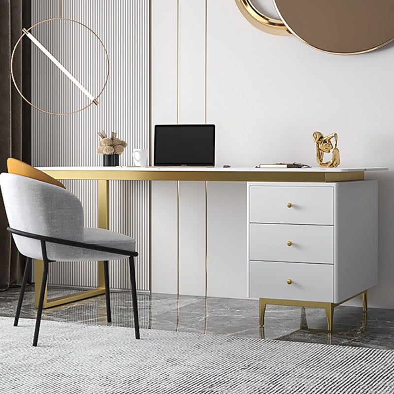 Contemporary Office Desk 23.62" Rectangular Executive Desk with 3-drawer