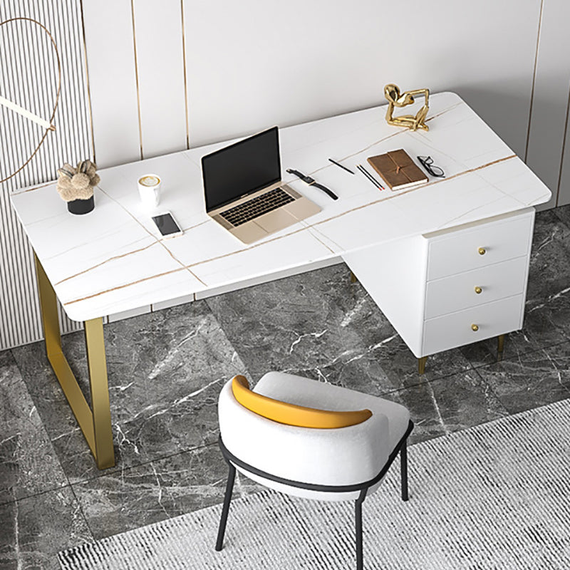 Contemporary Office Desk 23.62" Rectangular Executive Desk with 3-drawer