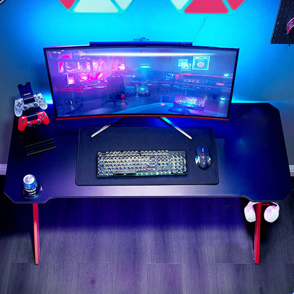 Rectangular Computer Table with Esports Style Black Top and Red Metal Legs