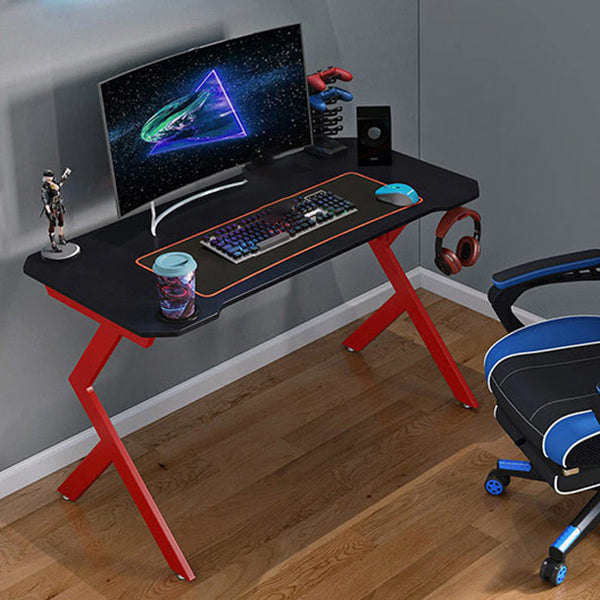 Rectangular Computer Table with Esports Style Black Top and Red Metal Legs
