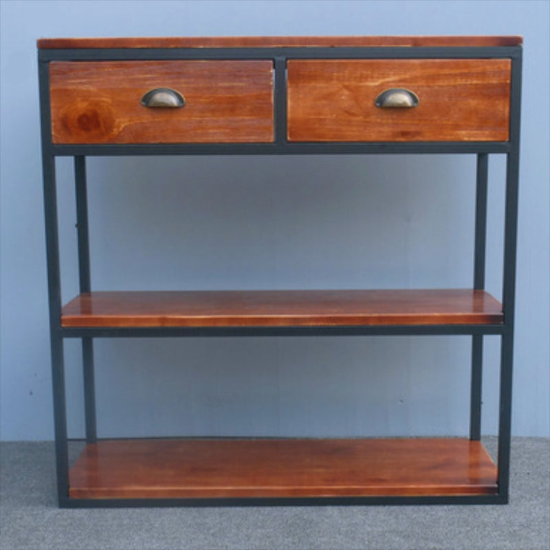 Contemporary Metal and Wood Book Shelf Open Home Shelf Bookcase with Shelves