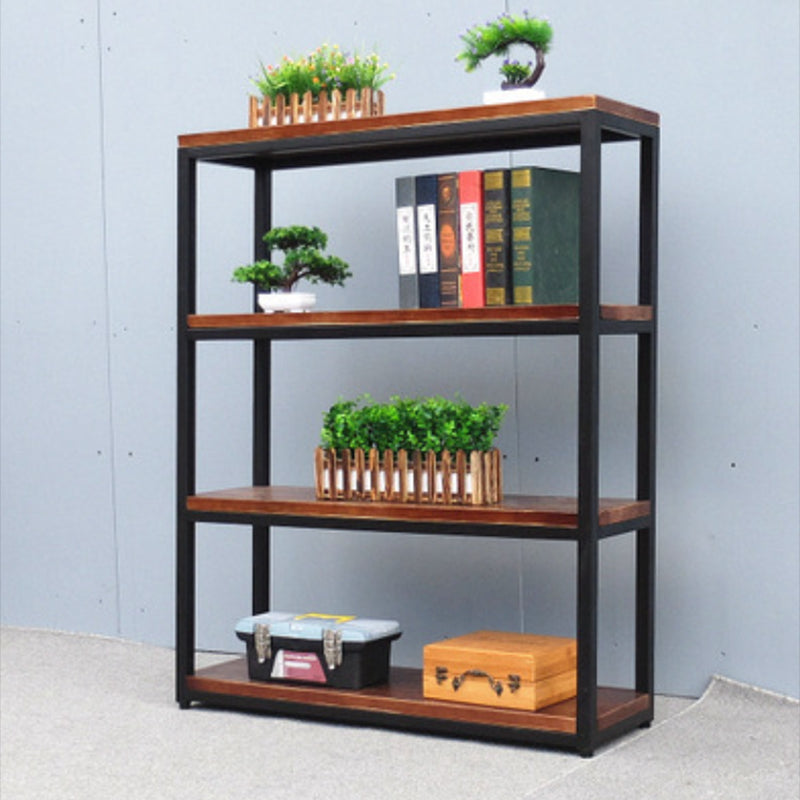 Contemporary Metal and Wood Book Shelf Open Home Shelf Bookcase with Shelves