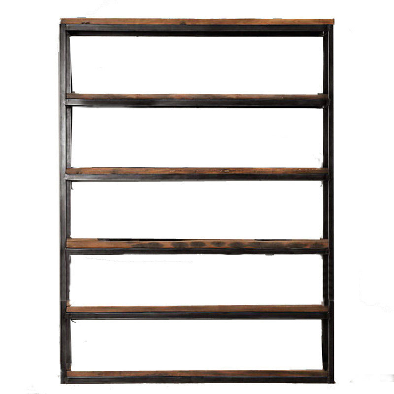 Contemporary Metal and Wood Book Shelf Open Home Shelf Bookcase with Shelves